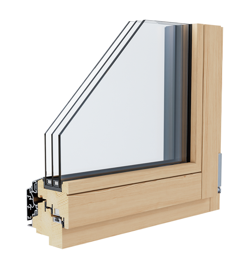 Rahmen des Holz-Alluminium-Fensters Alutop 80