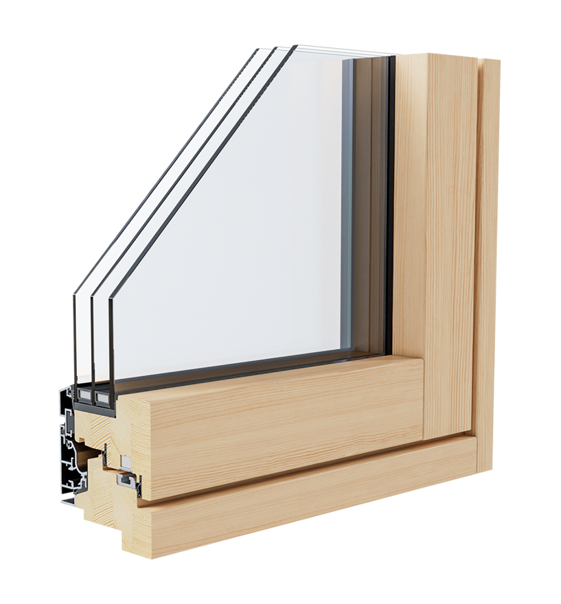 Rahmen des Holz-Alluminium-Fensters Aluclima Design 92