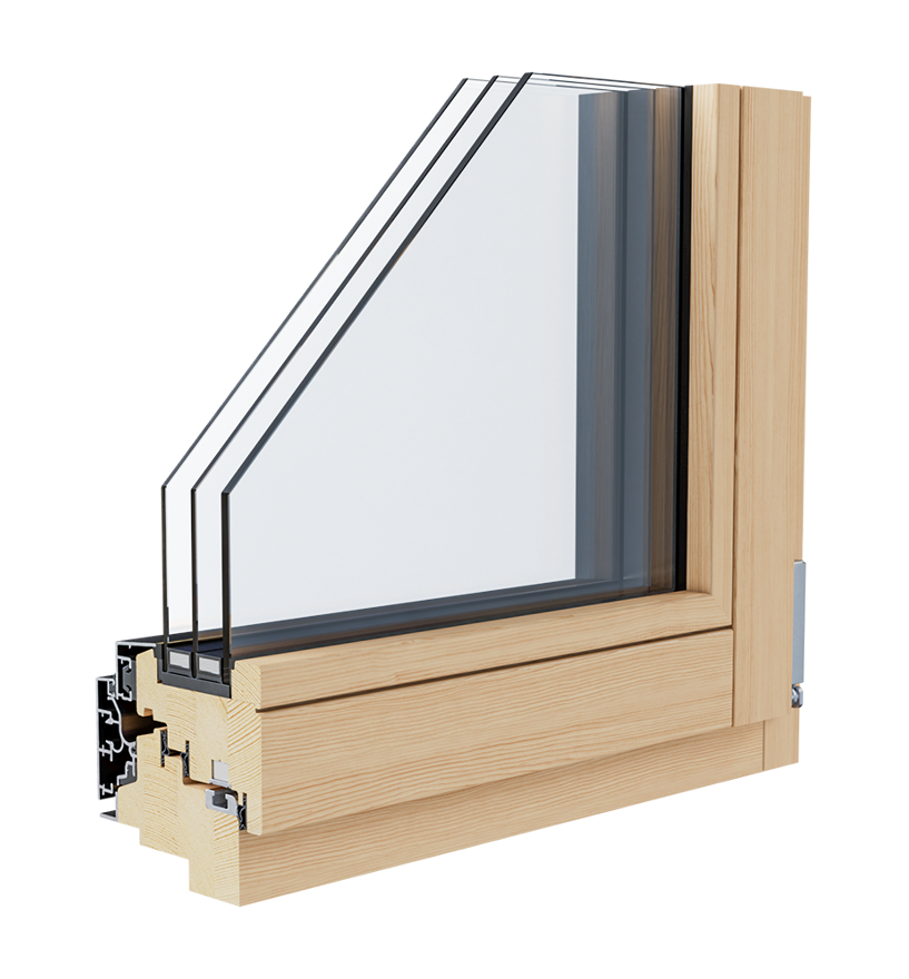 Rahmen des Holz-Alluminium-Fensters Aluclima 92