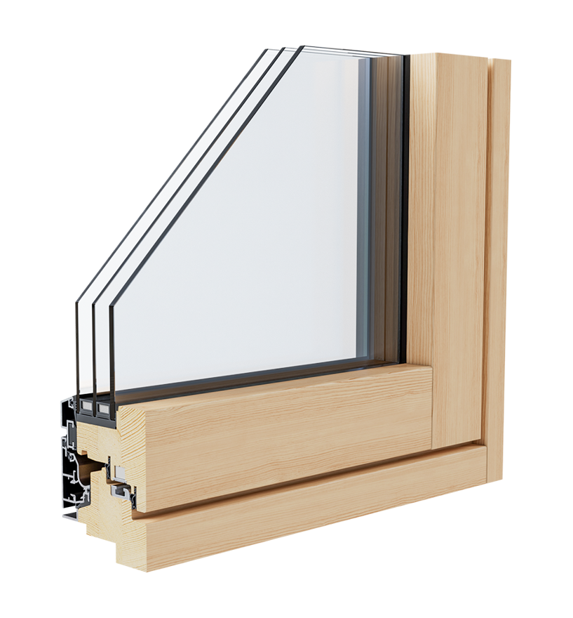 Rahmen des Holz-Alluminium-Fensters Alutop Design 80